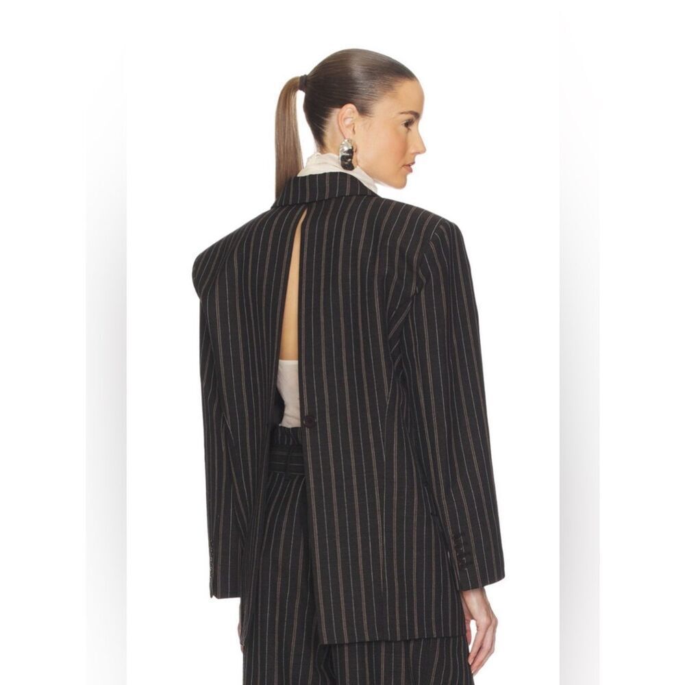 NWT HELSA Stripe Twill Boyfriend Blazer in Dark Grey Stripe - Picture 6 of 13